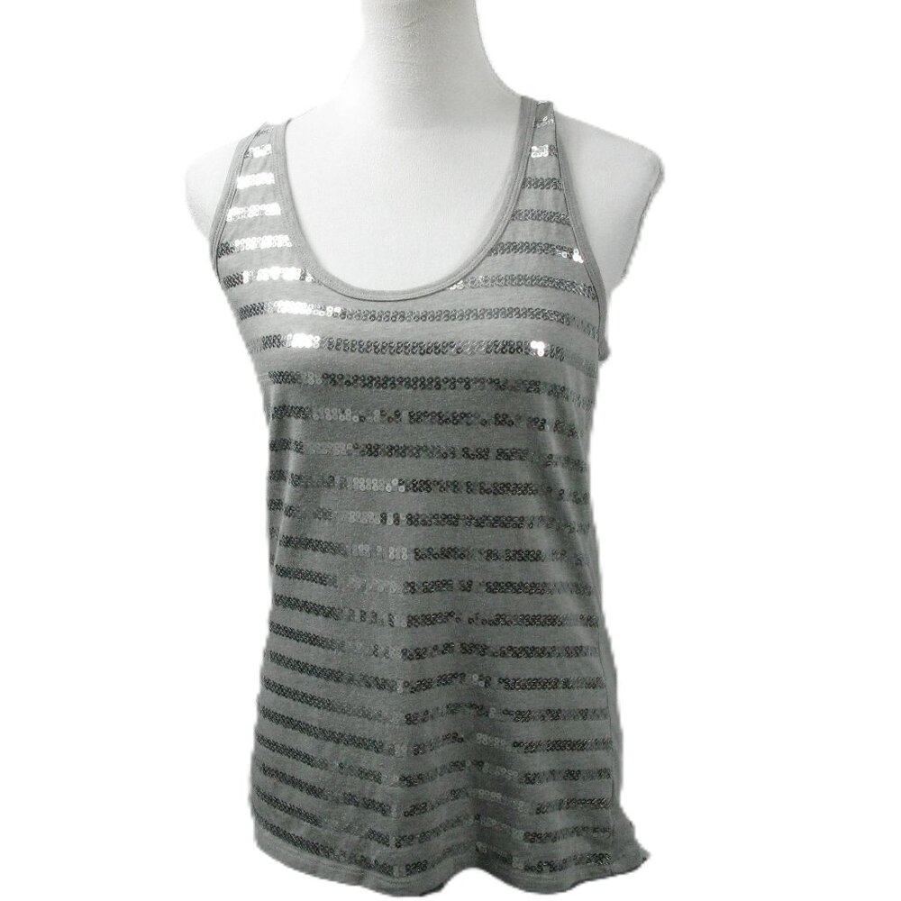Rue 21 Gray/Silver Sequin Racerback Knit Tank Top Size XL